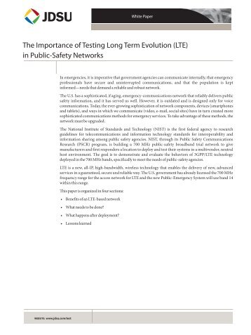 The Importance of Testing Long Term Evolution (LTE) in ... - JDSU