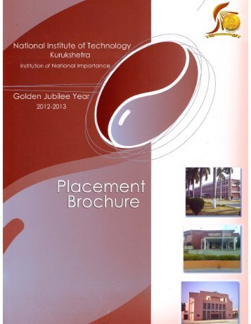 Placement Brochure Golden Jubilee Year (2012-13) - NIT Kurukshetra
