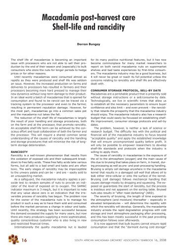 Macadamia post-harvest care Shelf-life and rancidity - samac