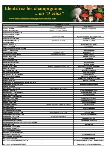 Télécharger la liste des espèces présentées dans le CD-ROM