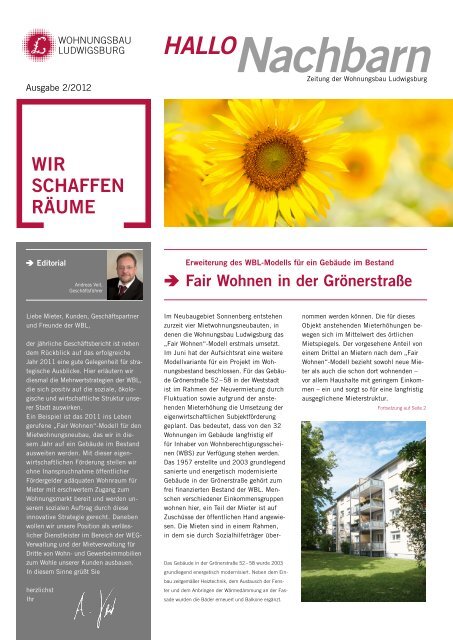 Hallo Nachbarn - Ausgabe 2/2012 - Wohnungsbau Ludwigsburg ...