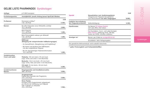 Wissen ist Gelb. GELBE LISTE PHARMINDEX TARIFE 2006