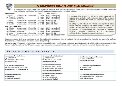 calendario gare marcia 2012 - FIE Italia