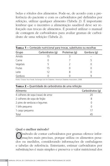 Manual de Contagem de Carboidratos - Sociedade Brasileira de ...