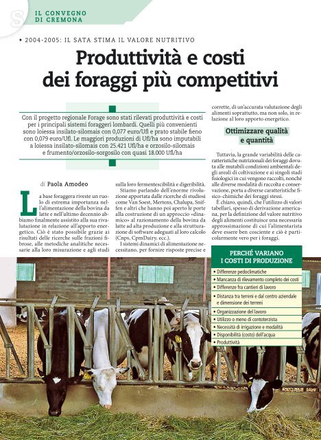 Produttività e costi dei foraggi più competitivi - Dote Regione ...