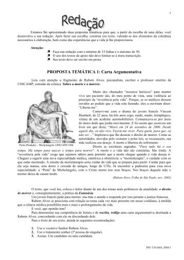 PROPOSTA TEMÁTICA 1: Carta Argumentativa - CNEC On Line