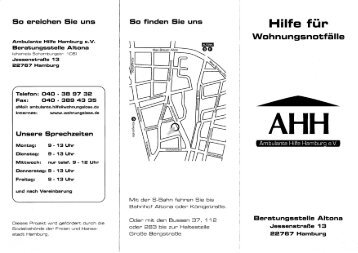 Flyer der Beratungsstelle Altona - Ambulante Hilfe Hamburg eV