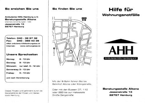 Flyer der Beratungsstelle Altona - Ambulante Hilfe Hamburg eV