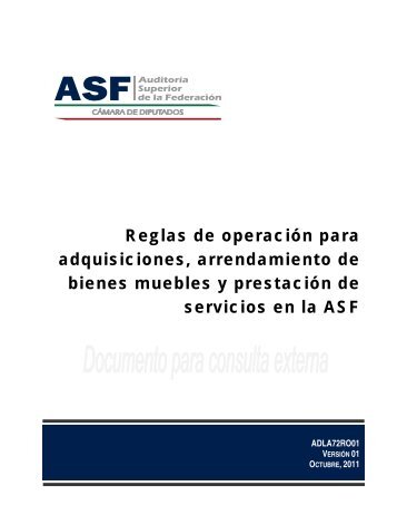 Reglas de operación para adquisiciones, arrendamiento de bienes ...