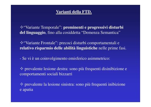 Le demenze: diagnosi differenziale - Associazione Geriatri ...