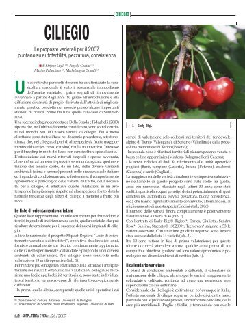 CILIEGIO - Regione Campania - Assessorato Agricoltura