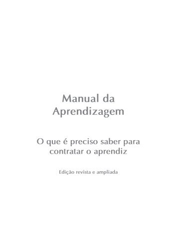 Manual da Aprendizagem - Ministério do Trabalho e Emprego