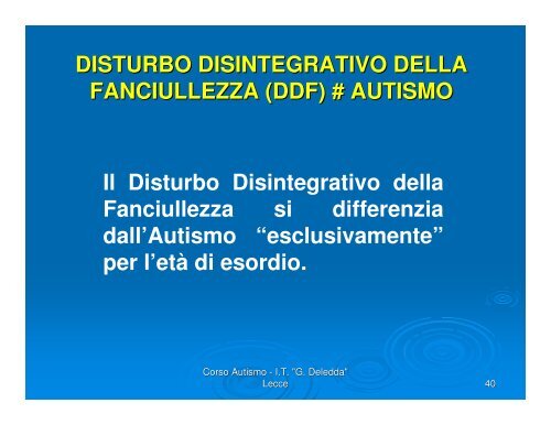 Il Disturbo Autistico - Ctslecce.it