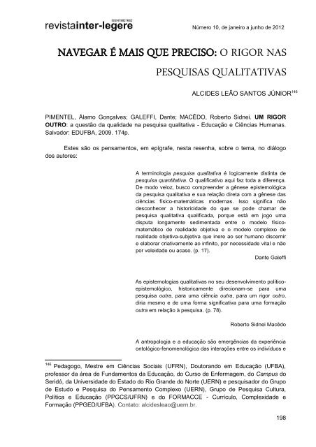 navegar é mais que preciso: o rigor nas pesquisas ... - CCHLA/UFRN