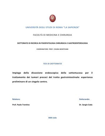 MUCOSECTOMIA E SOTTOMUCOSECTOMIA ... - Padis - Sapienza