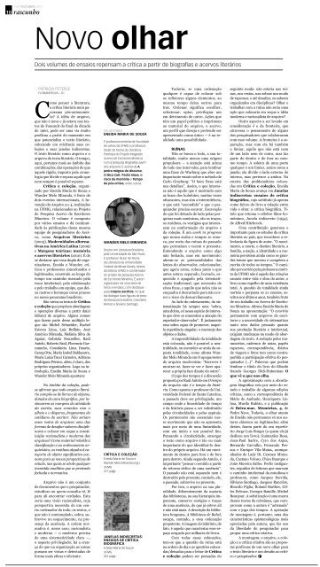 O jornal de literatura do Brasil Preciso escrever ... - Jornal Rascunho