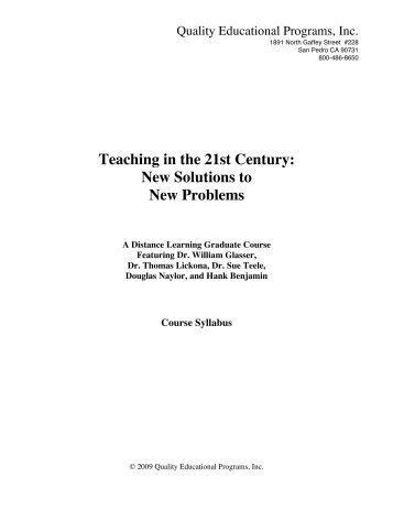 Teaching in the 21st Century: New Solutions to New Problems