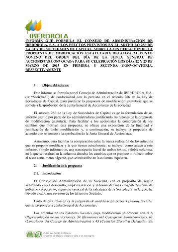 INFORME QUE FORMULA EL CONSEJO DE ... - Iberdrola