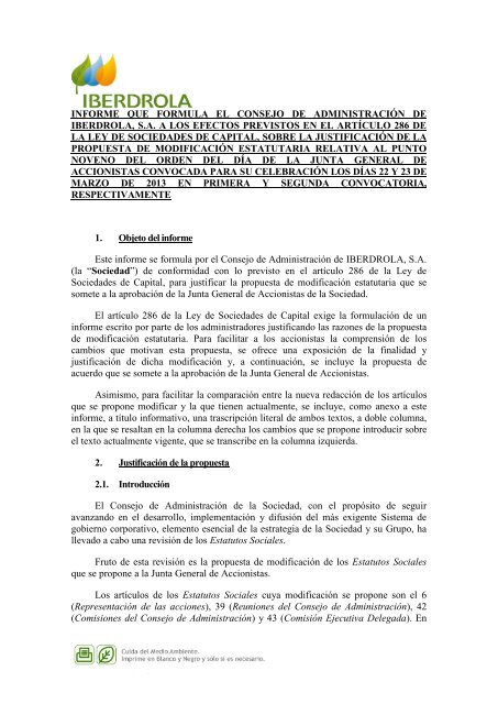 INFORME QUE FORMULA EL CONSEJO DE ... - Iberdrola