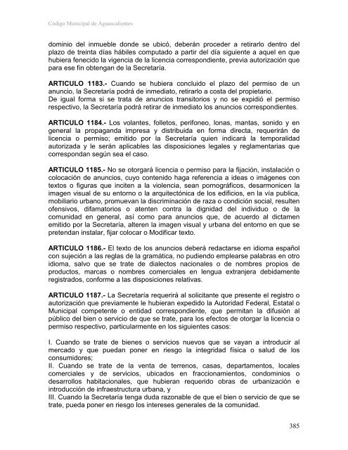 CÓDIGO MUNICIPAL DE AGUASCALIENTES - Gobierno de ...