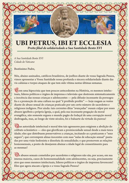 ubi petrus, ibi et ecclesia - IPCO - Instituto Plinio Corrêa de Oliveira