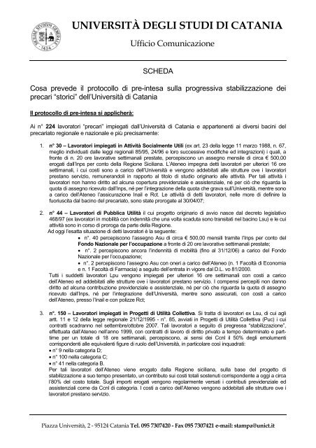 Interventi in favore del precariato "storico" (PUC - ASU - LPU)