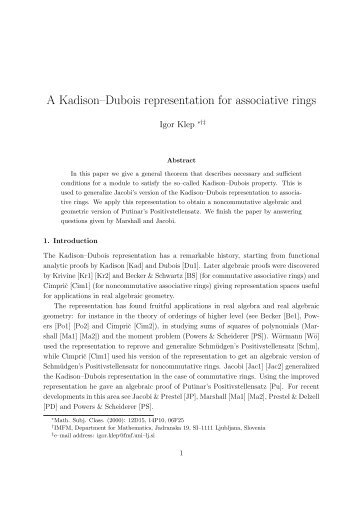 A Kadison–Dubois representation for associative rings