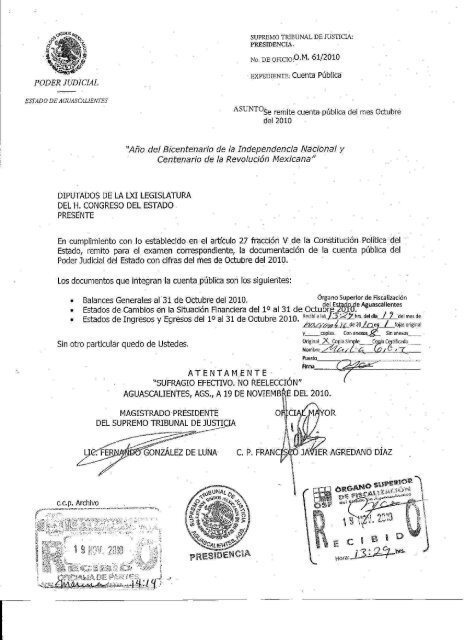 Octubre - Poder Judicial de Estado de Aguascalientes