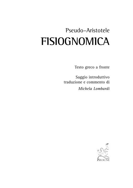 FISIOGNOMICA - Aracne Editrice