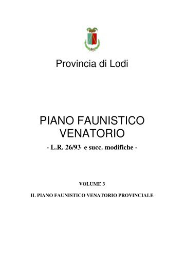 PIANO FAUNISTICO VENATORIO - Provincia di Lodi