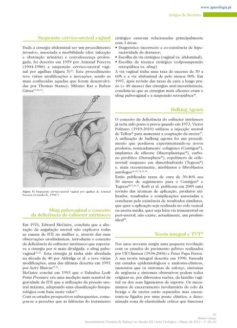 Incontinência Urinária de Esforço no Século XX Teorias e cirurgias ...