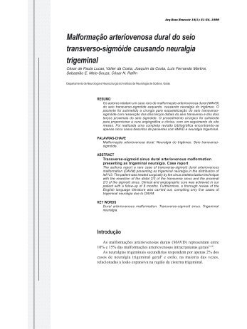 Malformação arteriovenosa dural do seio transverso-sigmóide ...