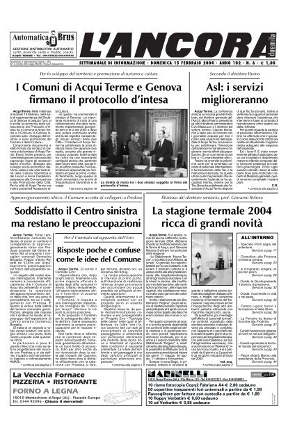 Asl: i servizi miglioreranno I Comuni di Acqui Terme e Genova ...