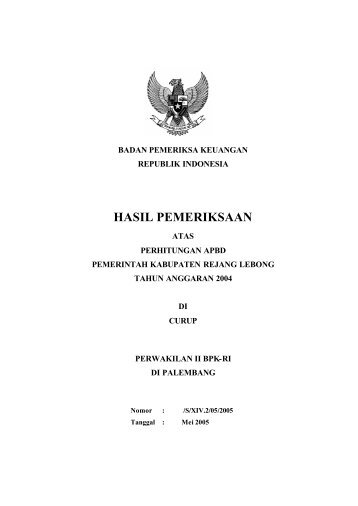 HASIL PEMERIKSAAN - Badan Pemeriksa Keuangan