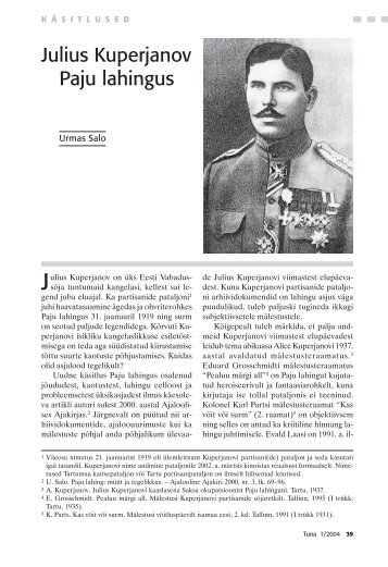 Julius Kuperjanov Paju lahingus - Rahvusarhiiv