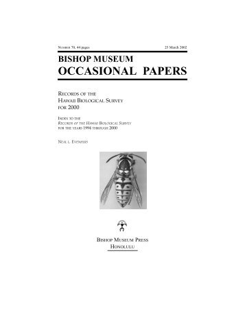 1994-2000: Index - Hawaii Biological Survey - Bishop Museum