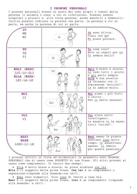 I PRONOMI PERSONALI IO ME MI TU TE TI ... - La Teca Didattica