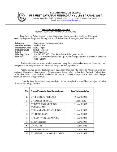 Contoh Berita Acara Negosiasi Teknis Dan Harga Pekerjaan 