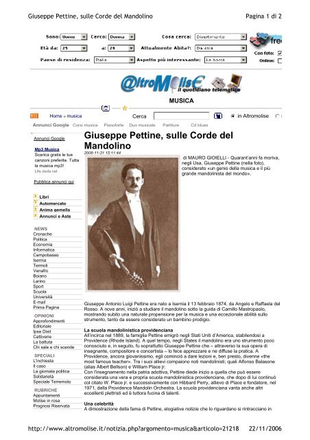 Giuseppe Pettine, sulle Corde del Mandolino
