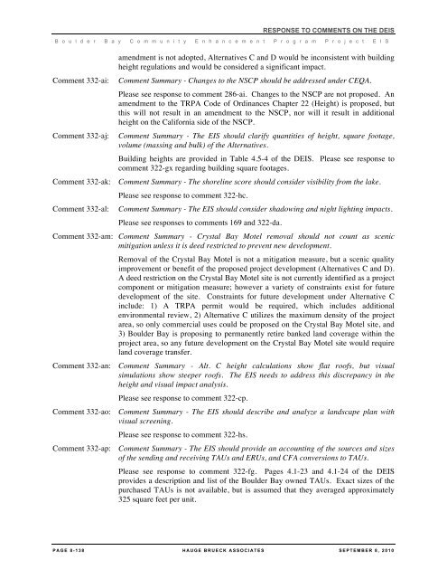 FEIS - Tahoe Regional Planning Agency