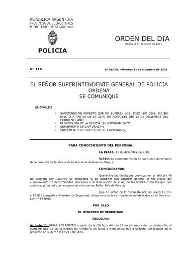 OD 116-02 - Ministerio de Justicia y Seguridad - Gobierno de la ...