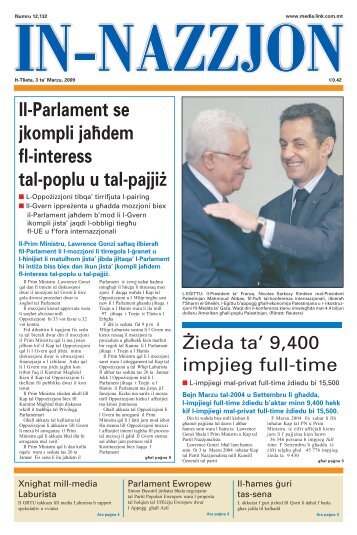 Il-Parlament se jkompli ja[dem fl-interess tal-poplu u tal-pajji]