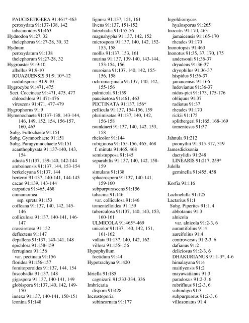 Index to Fungous and Lichen Taxa, volume 91 - Mycotaxon