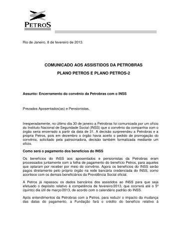 comunicado aos assistidos da petrobras plano petros e plano petros-2