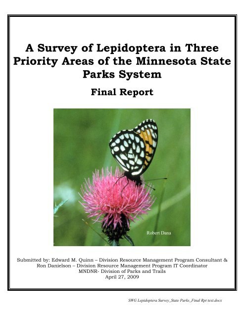 A survey of Lepidoptera in three priority areas of the Minnesota state ...