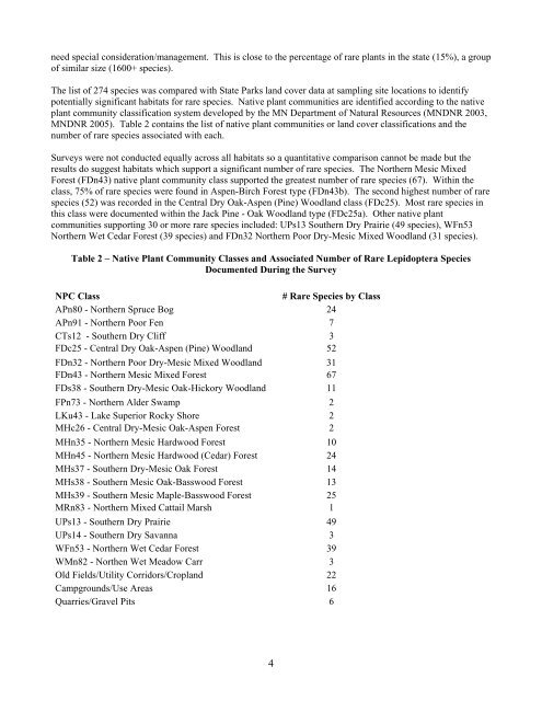 A survey of Lepidoptera in three priority areas of the Minnesota state ...