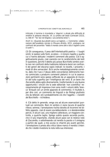Sull'edizione Zaccarello delle Rime del Burchiello ... - Claudio Giunta