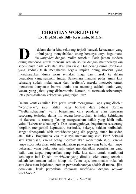 Edisi 1 - Mei 2002 - Gereja Reformed Injili Indonesia - Jerman