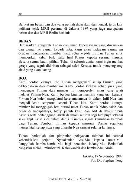 Edisi 1 - Mei 2002 - Gereja Reformed Injili Indonesia - Jerman