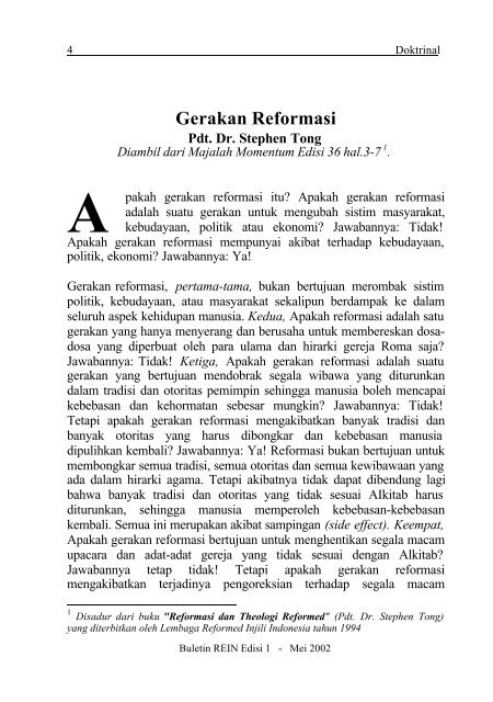 Edisi 1 - Mei 2002 - Gereja Reformed Injili Indonesia - Jerman